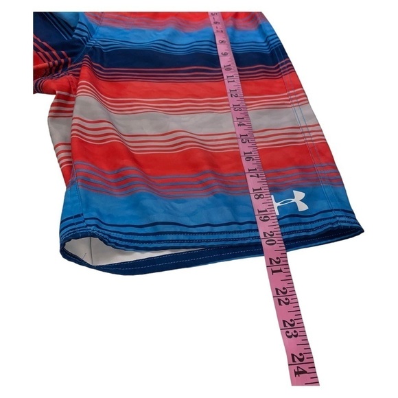 Under Armour Men's Swim Trunks Board Shorts Red Blue Gray Size 28 Loose Fit - Picture 9 of 9